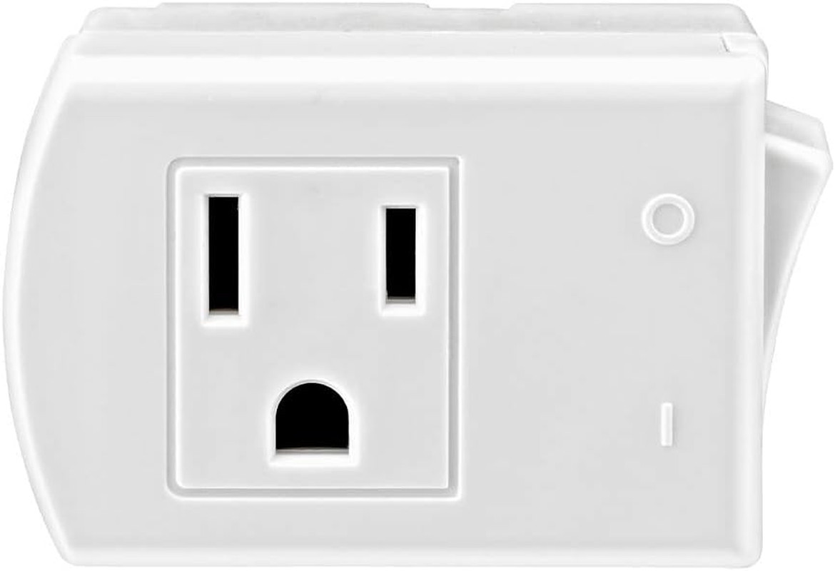 15A 125V Grounded Switch Tap with ON/OFF Button - White