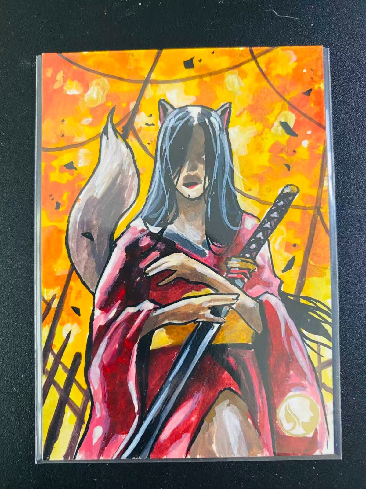 CZH Studio Shapeshifter Fiery Kitsune Samurai Beauty 1/1 Sketch by Al Fernandez