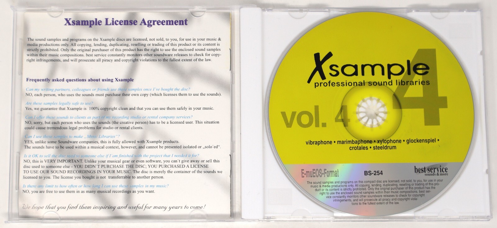 Best Service Xsample Volume 4 E-Mu Format Sample/Sound Library/Sampling CD