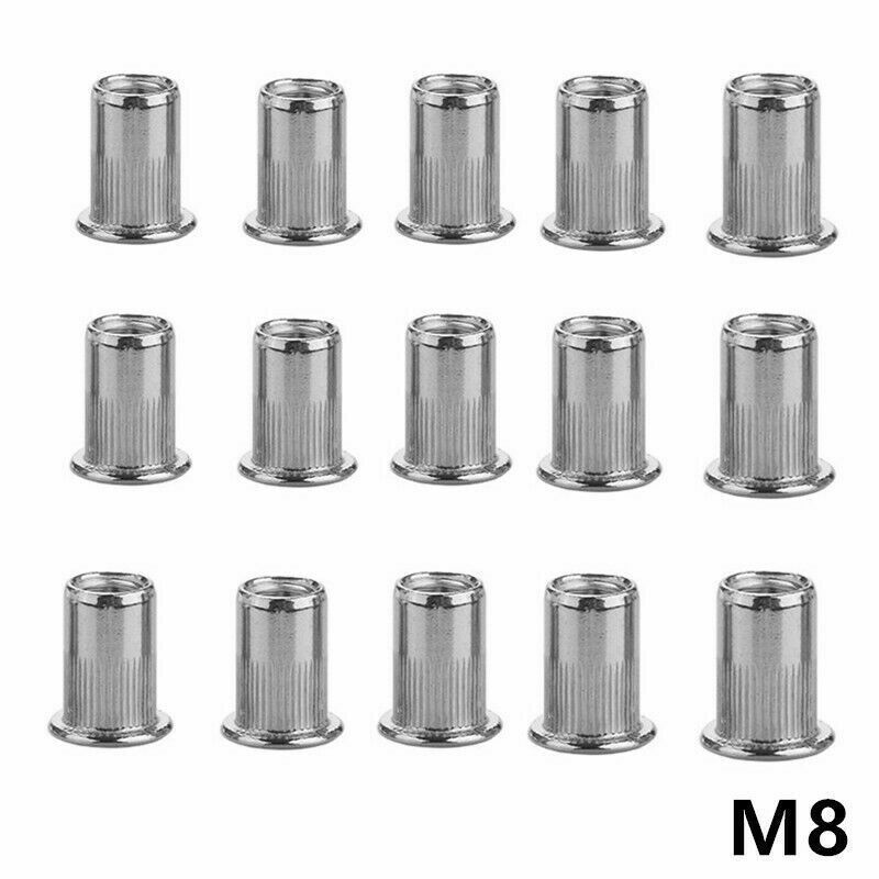 150PCS Stainless Steel Flat Head Threaded Rivet Nuts Blind Nutserts Kit M3-M8