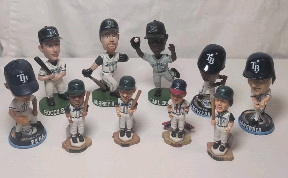 Lot Of 10 Baseball Mini Bobbleheads Carl Crawford,Longoria,Jones,Pena B405