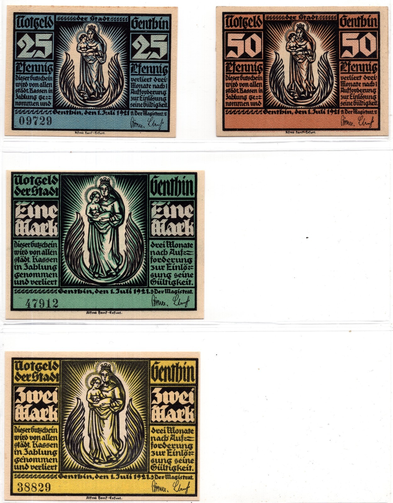 1921 Germany Genthin Notgeld 5 Note Set (1837)