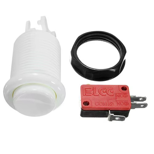Push Button Aracde, 1 UP, 28 MM Long , Multicade , WHITE W Micro Switch
