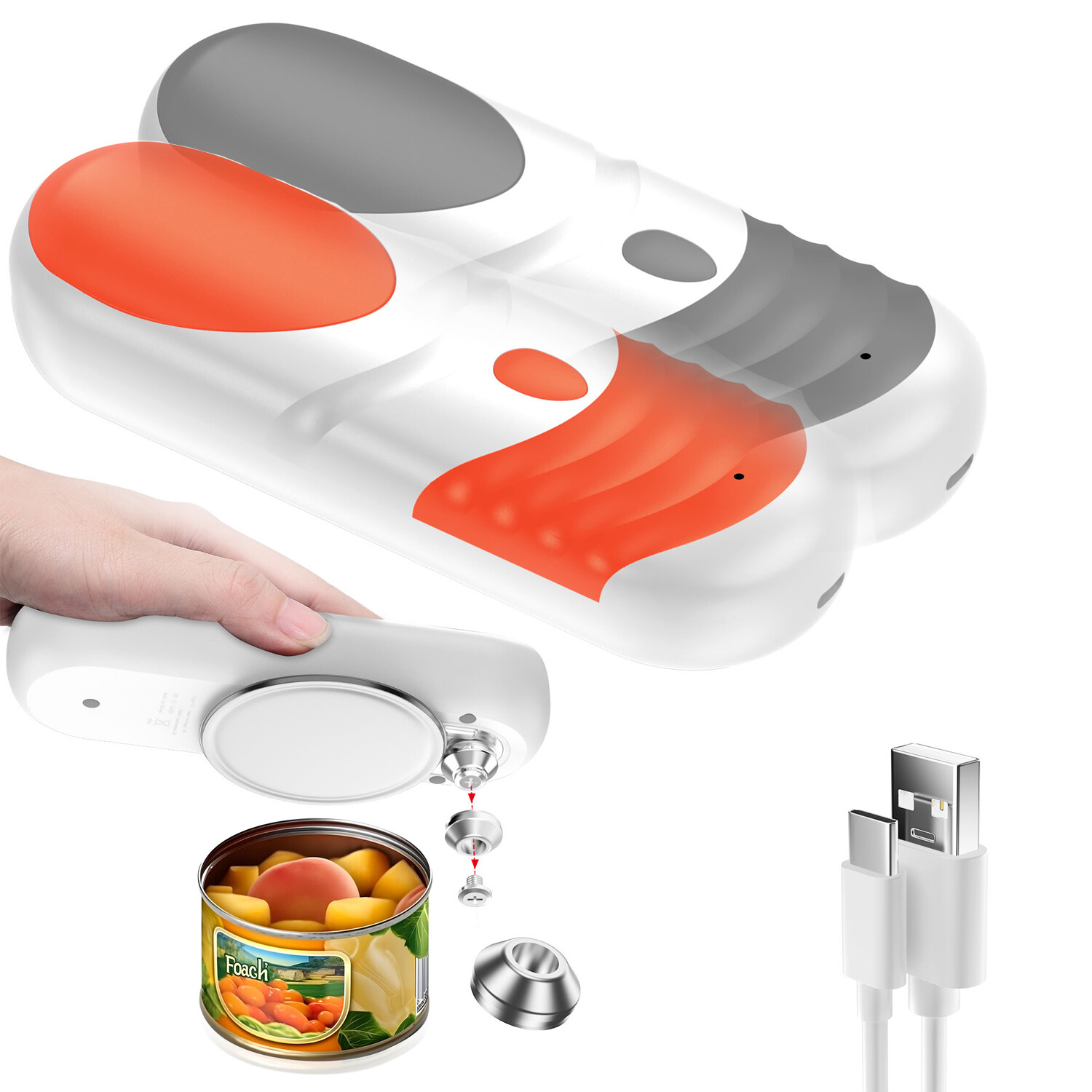 Electric Commercial Can Opener Automatic Smooth Edge Stainless Steel Hands-Free