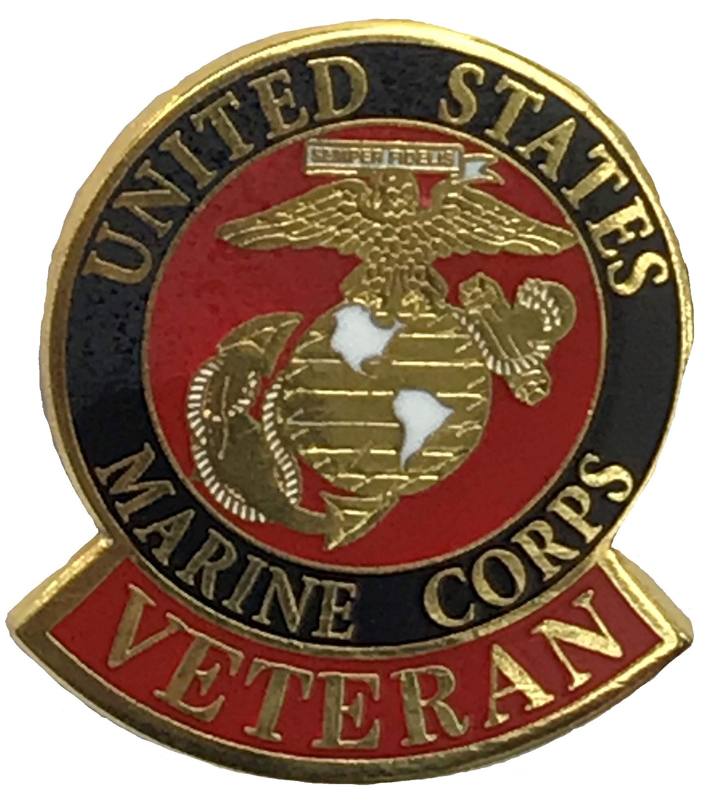 EagleEmblem United States Marine Veteran Logo Emblem Lapel / Hat Pin 1", black