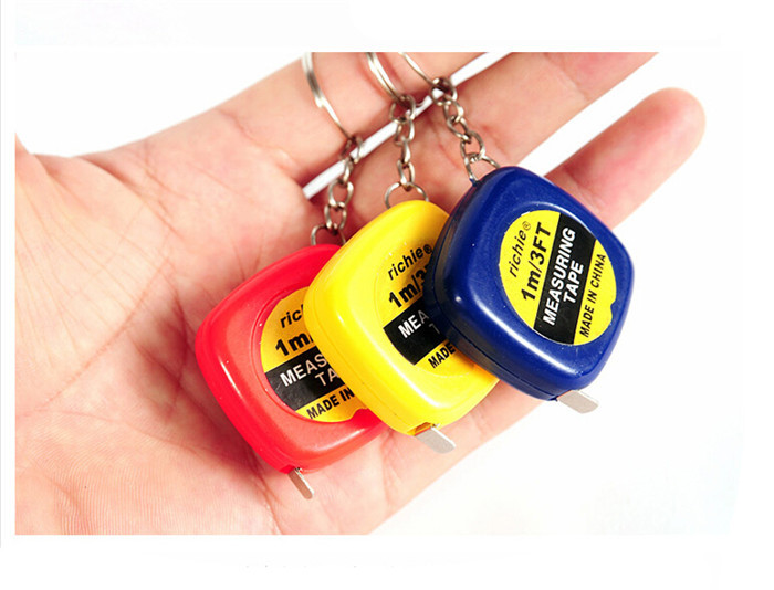 Mini Small Retractable Stainless Steel Ruler Tape Measure 1m Keychain Random