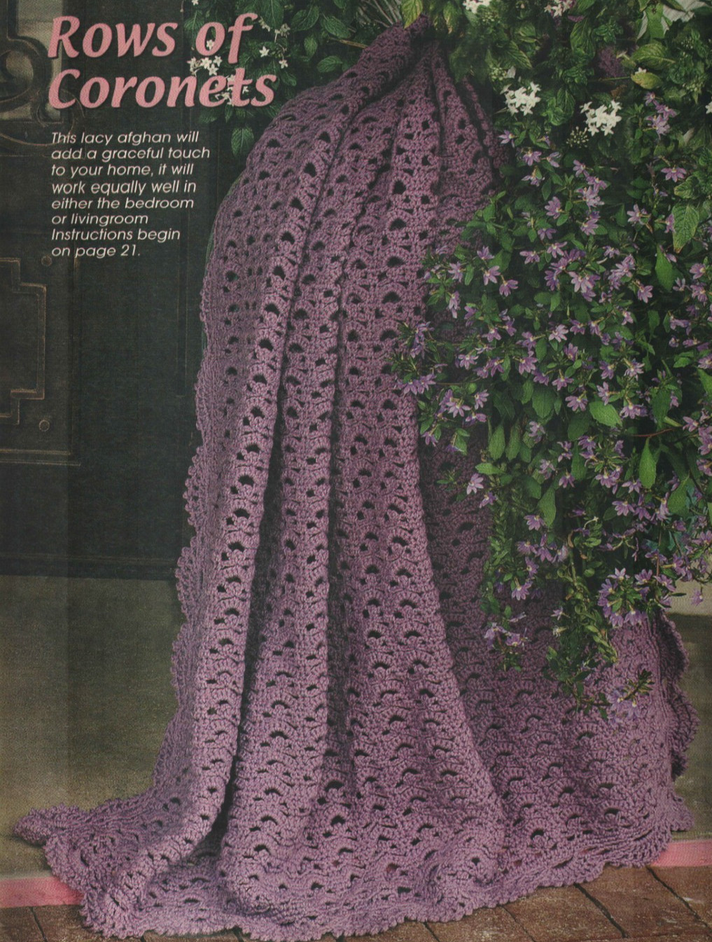 ROWS OF CORONETS AFGHAN HOME DECOR CROCHET PATTERN INSTRUCTIONS