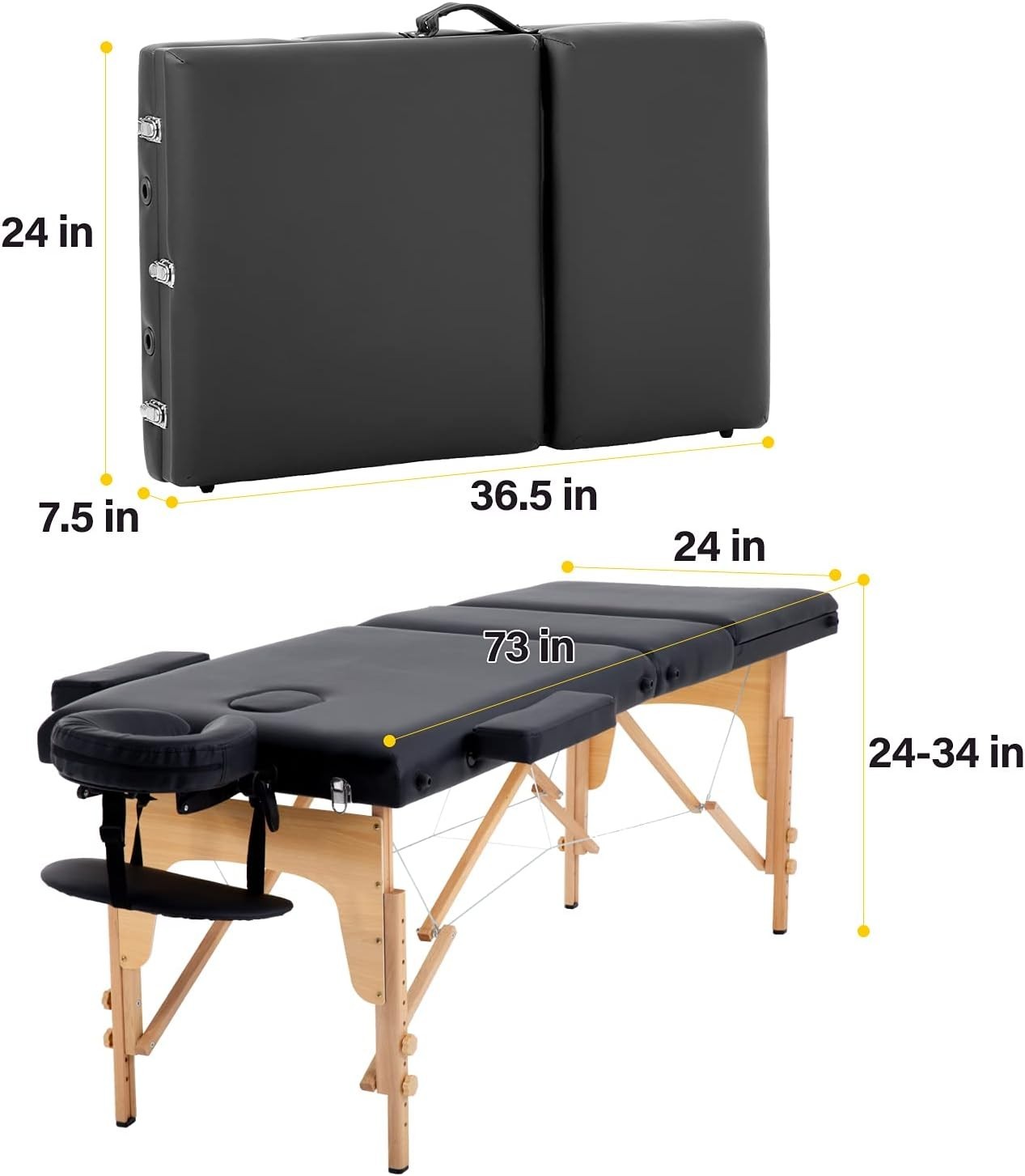 Portable 3-Fold Massage Table 24" Wide