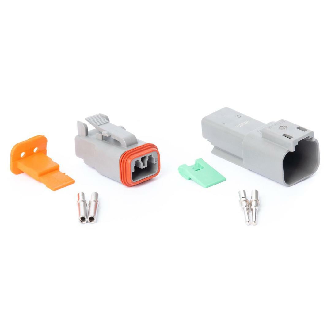 Deutsch DT 2-Pin Connector Kit, 14-16 AWG Solid Contacts, Waterproof, USA Made