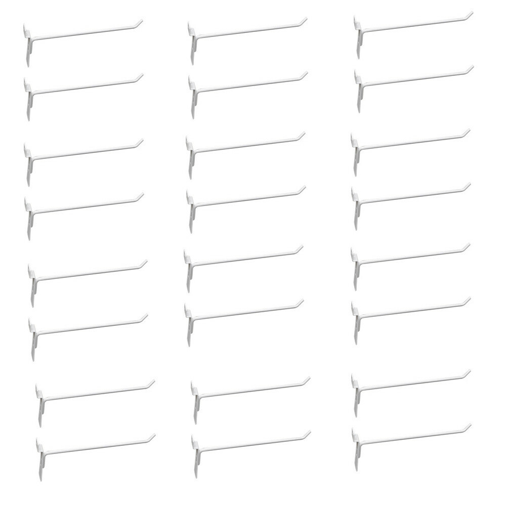 24 Pcs 10'' White Slatwall Hook Hooks Retail Display Wire Metal Hanger