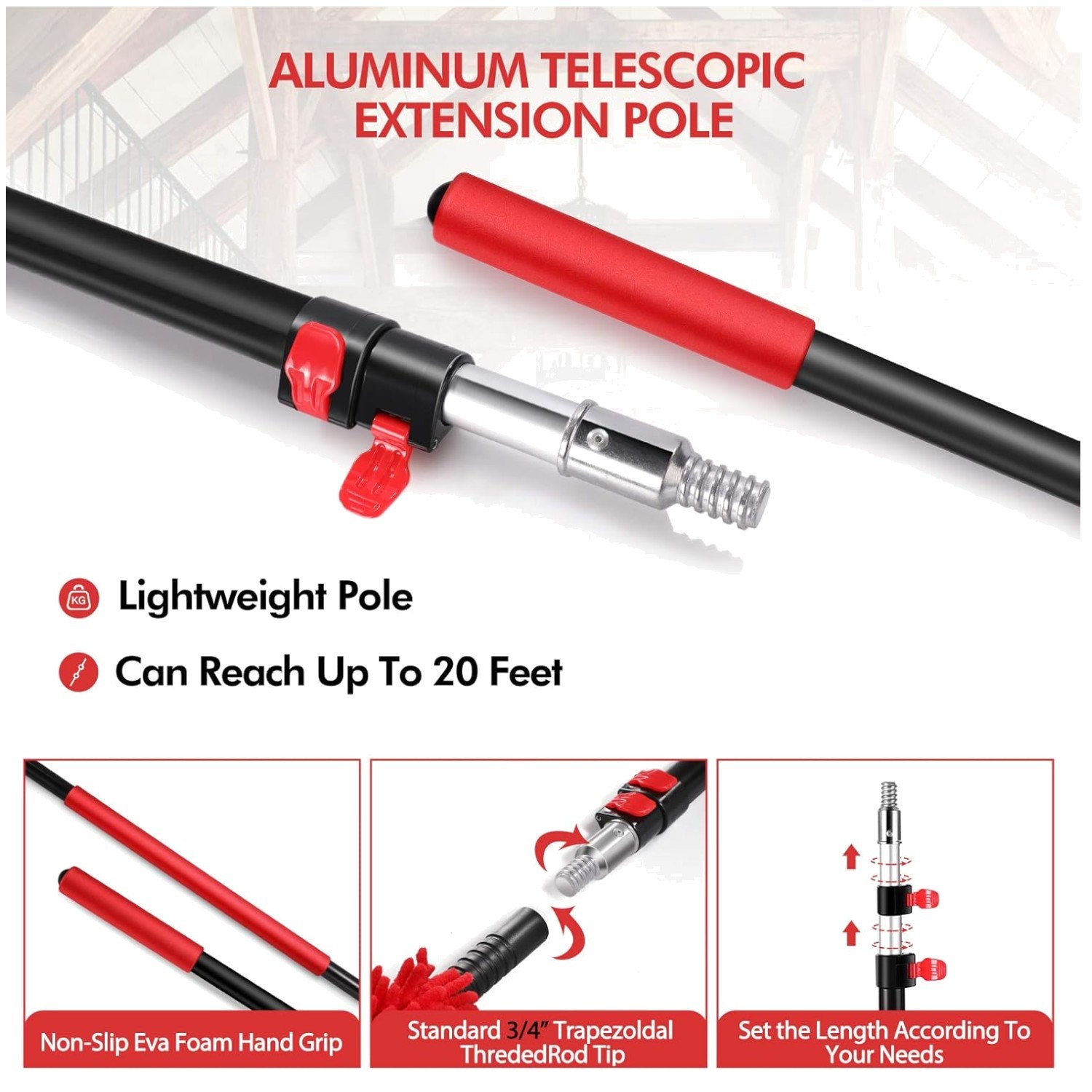 High  Dusting Kit - Telescopic Pole & Microfiber Duster