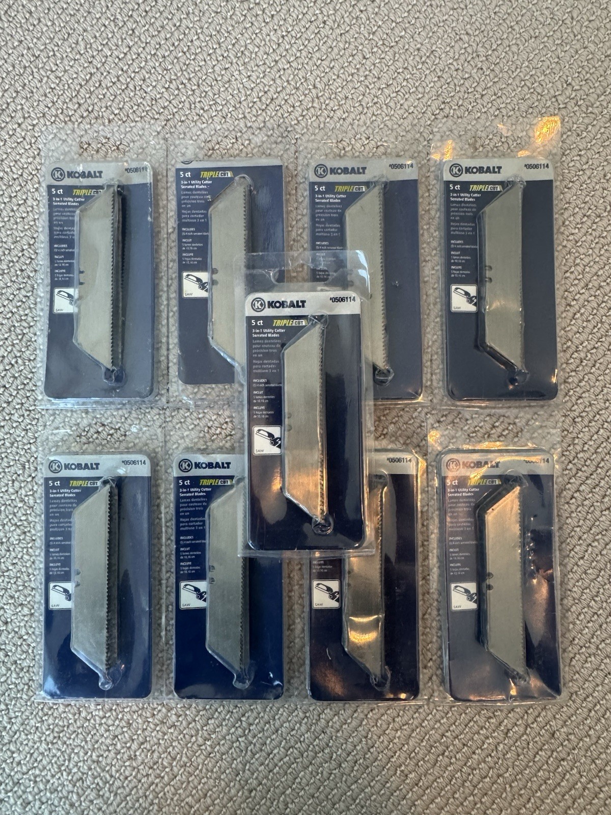 Kobalt 5 Count 3 in 1 Utility Cutter Serrated Blades #0506114 Lot of 9