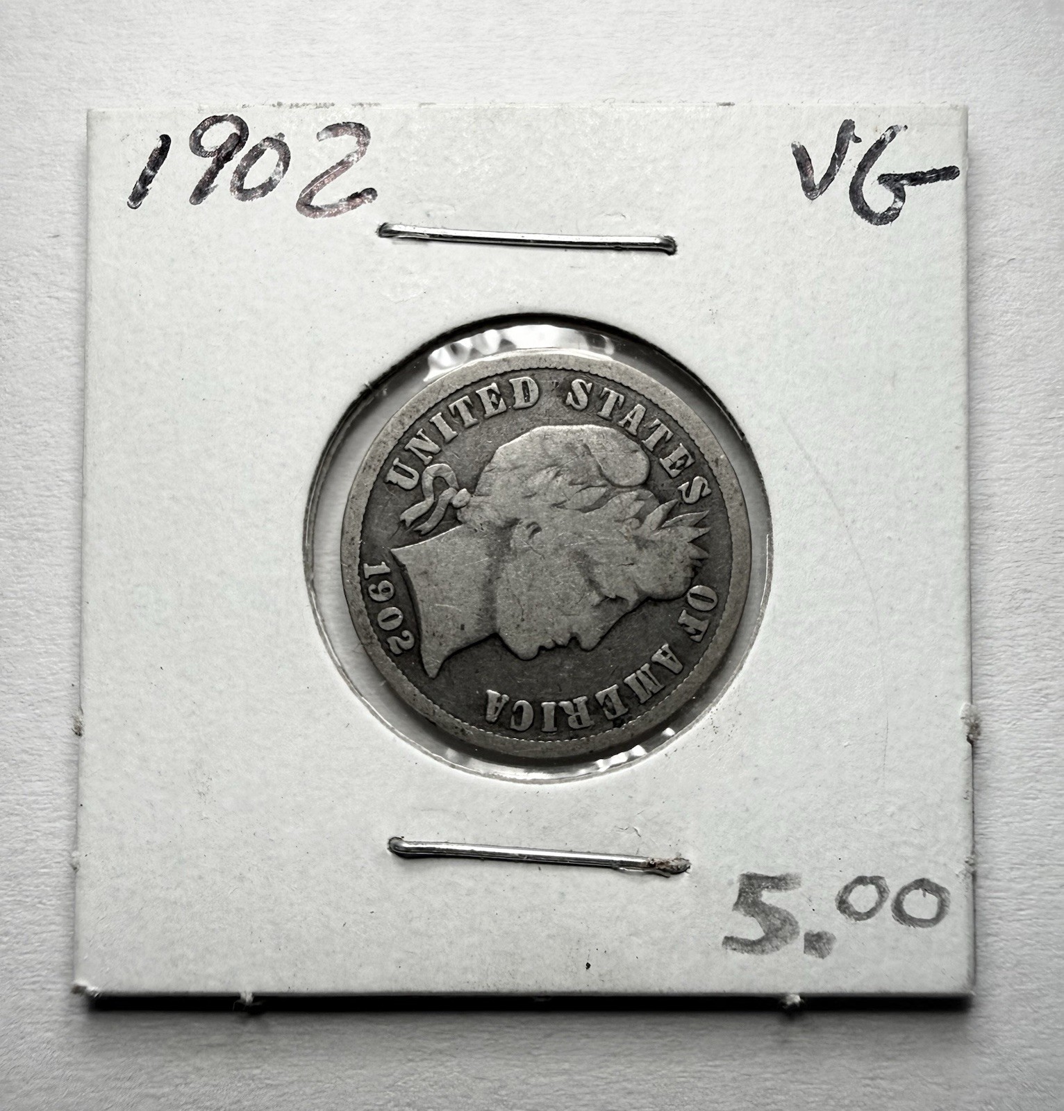 1902-P Barber Dime 10C SILVER - Very Good (VG)
