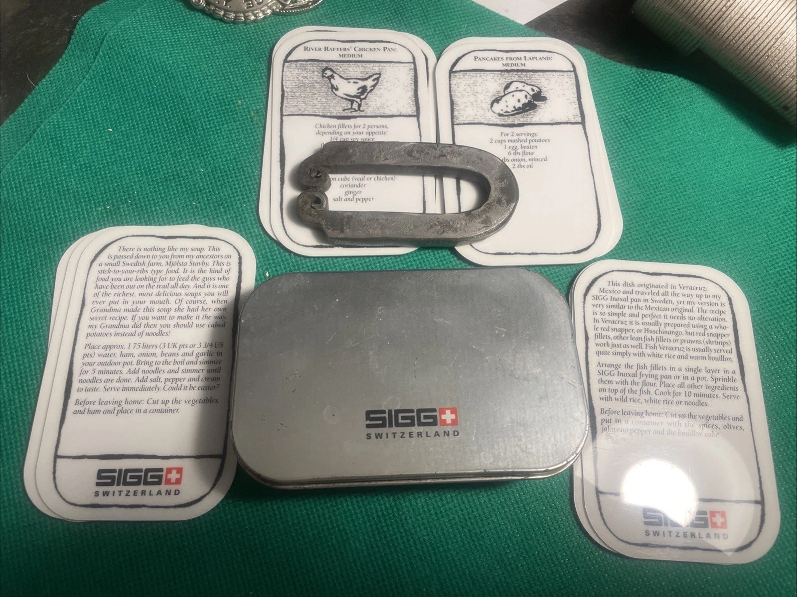 SIGG Switzerland FLINT & STEEL STRIKER FIRE STARTER & 13 Recipe Cards In Tin