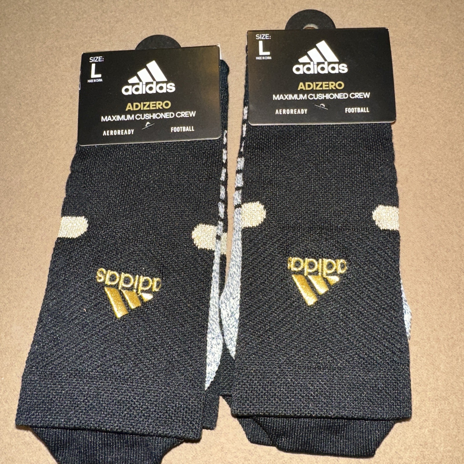 Lot Of 2 Adidas Adizero Maximum Cushioned Crew Socks Football Black Size Large