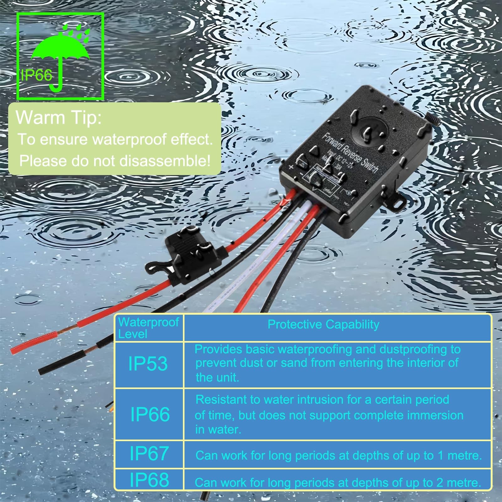 Waterproof Forward Reverse Remote Control Switch up to 168 FT,DC 5V to 48V /1...