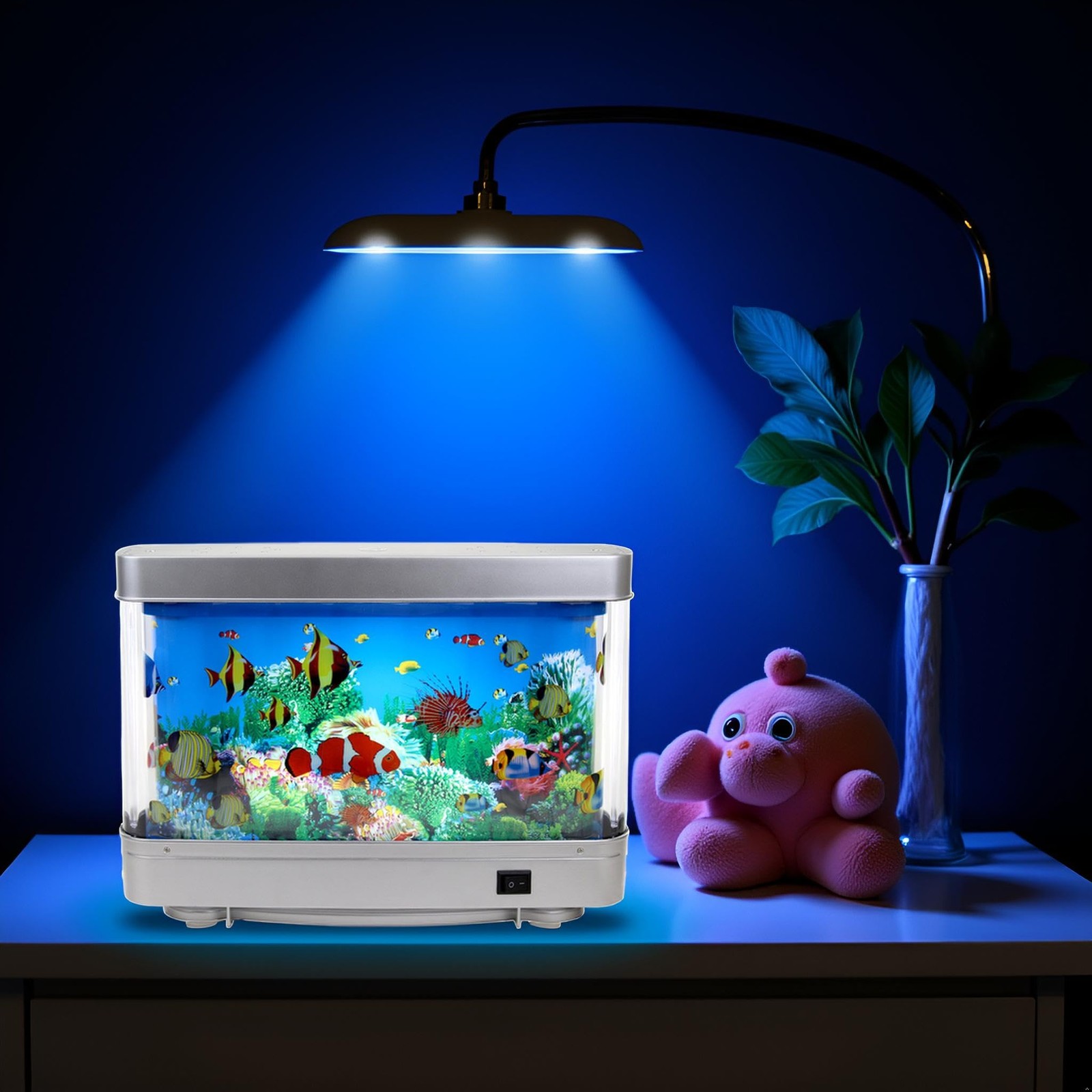 Sensory Artificial Aquarium Lamp – LED Virtual Fake Fish Tank with Moving Mar...