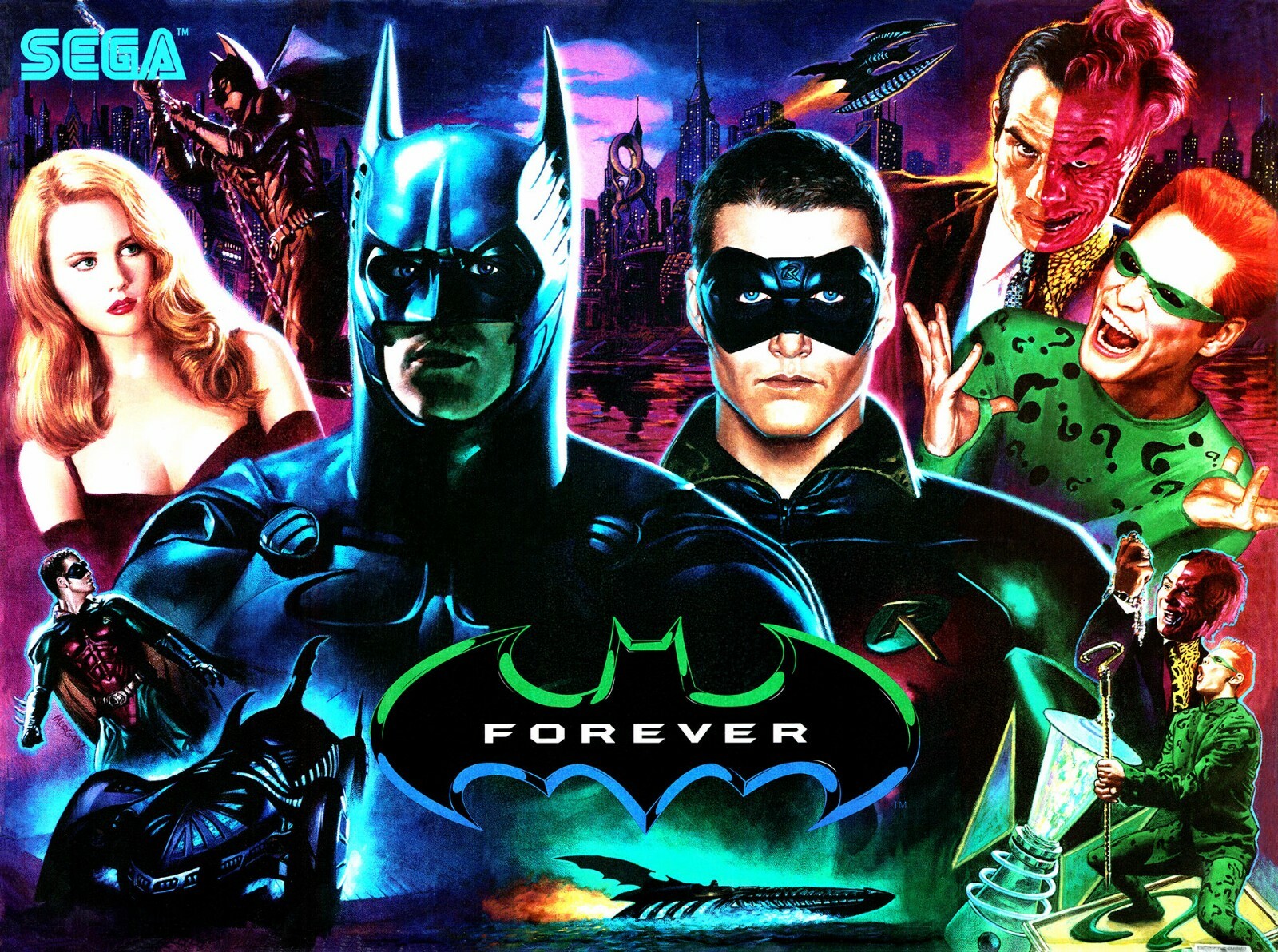 SEGA BATMAN FOREVER Pinball Machine Translite