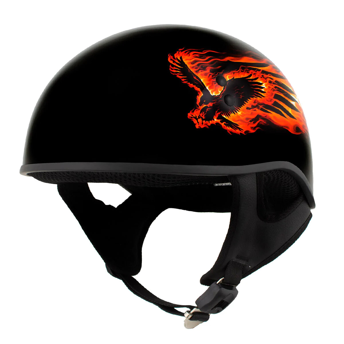 Hot Leathers 1006 DOT Approved 'Blackout Eagle' Motorcycle Skull Cap Half Helmet