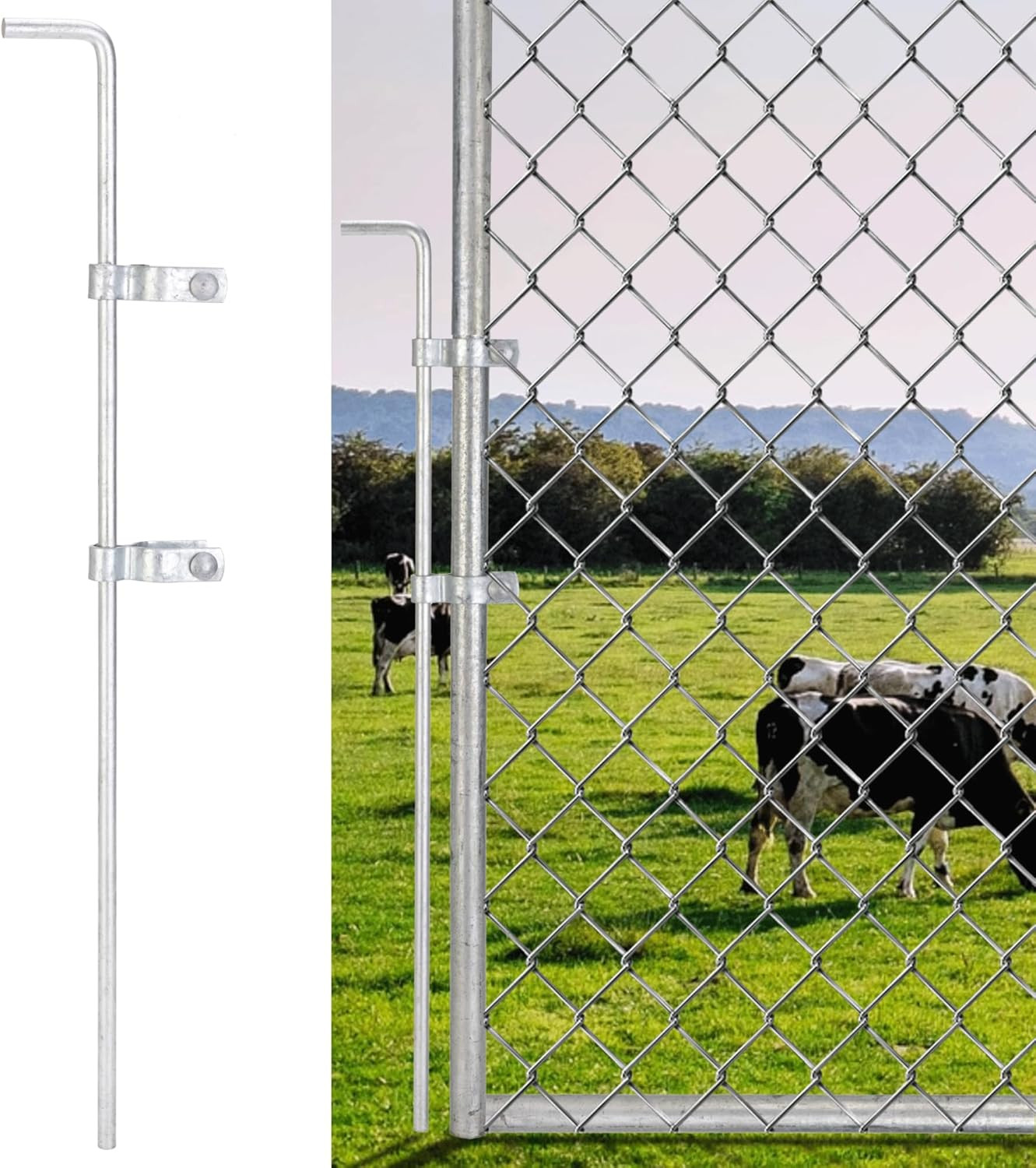 Gate Drop Rod for Chain Link Fence, 32" X 1-5/8" Heavy Duty Cane Bolt Galvanized