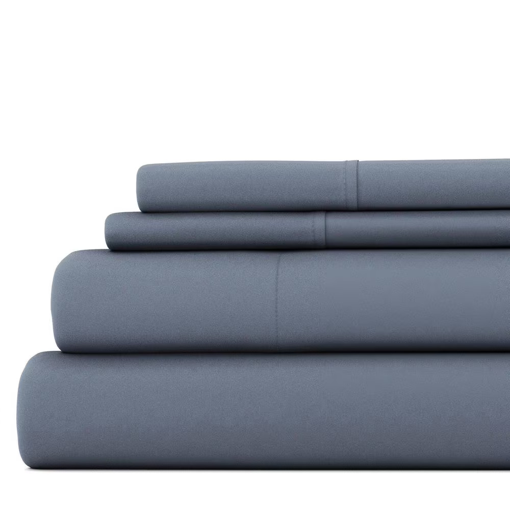 4-Piece Solid Stone Microfiber King Bed Sheet Set Free Shipping New