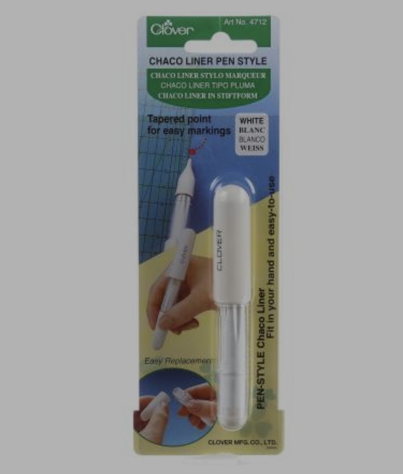 Clover Chaco Liner Pen Style w/Tapered Point for Easy Markings ~WHITE~ #4712