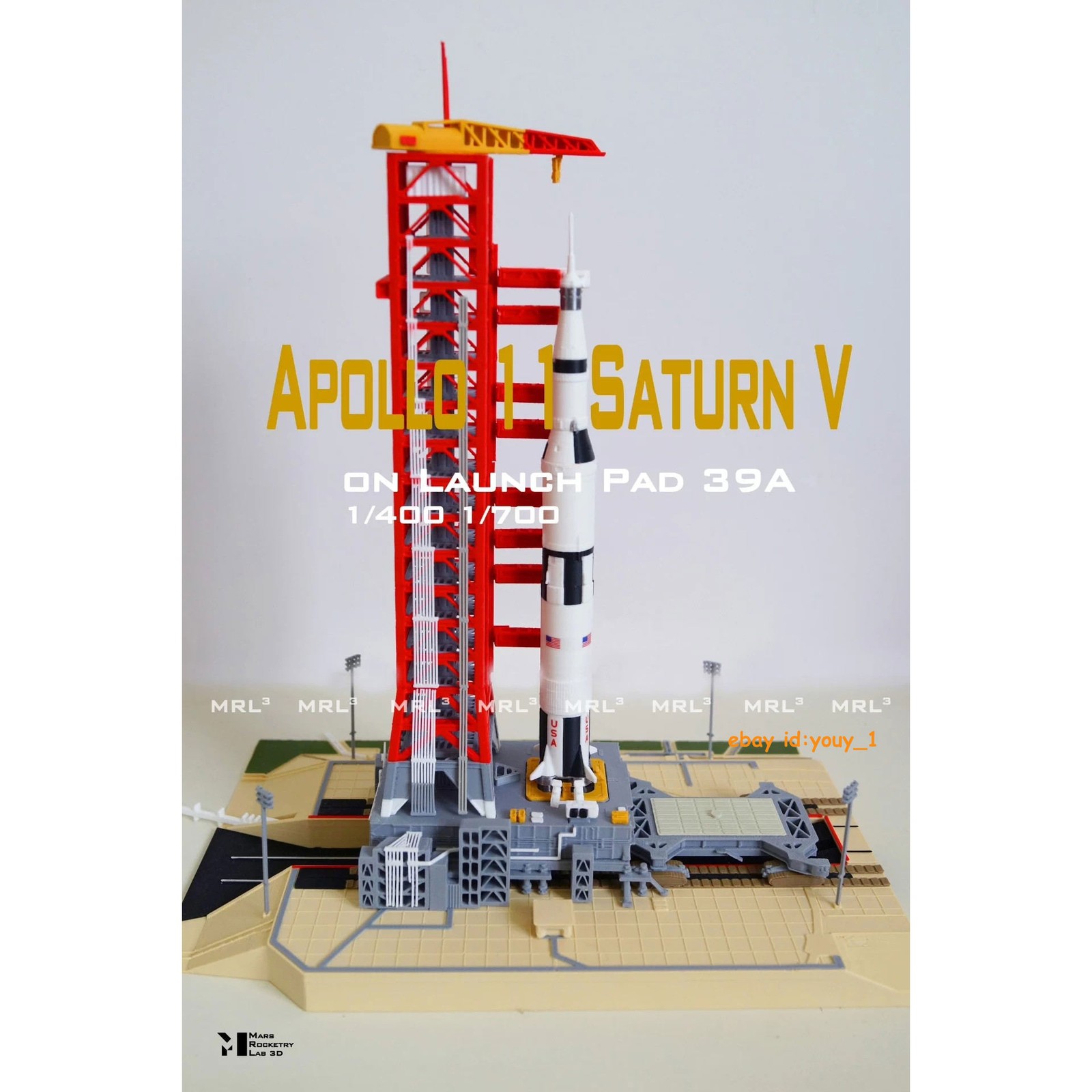 1/400 Saturn V CCAFS 39A Apollo 11 3D Printed Launch Scene Spacecraft Model Gift