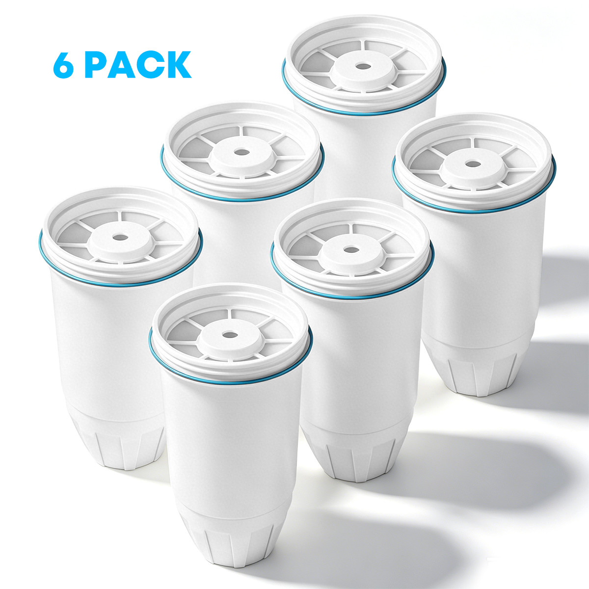 6 Pack Water Filter Replacement Zero Pitcher and Dispenser ZR-001  ZR-003 ZR-017