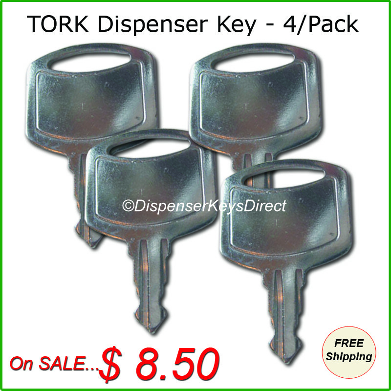 Tork #1100 Dispenser Key for Paper Towel and Toilet Tissue Dispensers- (4/pk.)