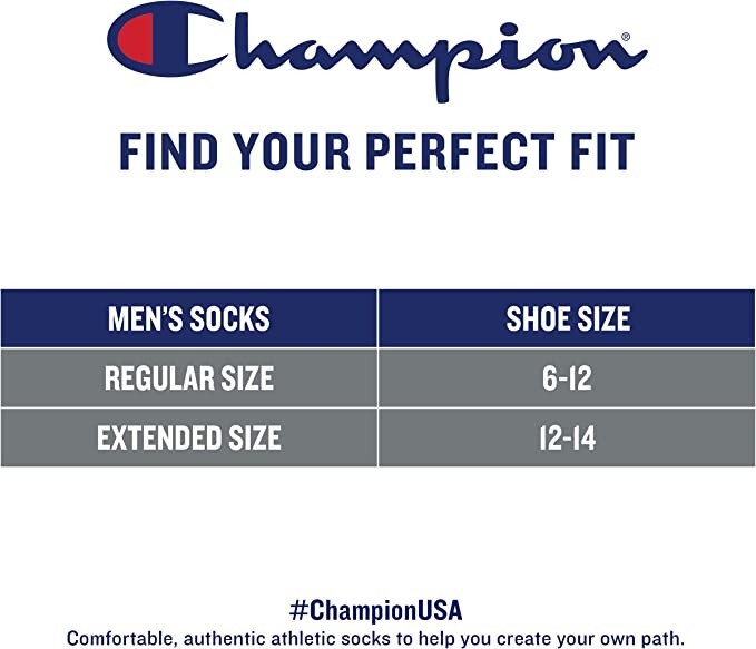 Champion logo Double Dry Pack Crew Socks mens shoe size 6-12 3 pair