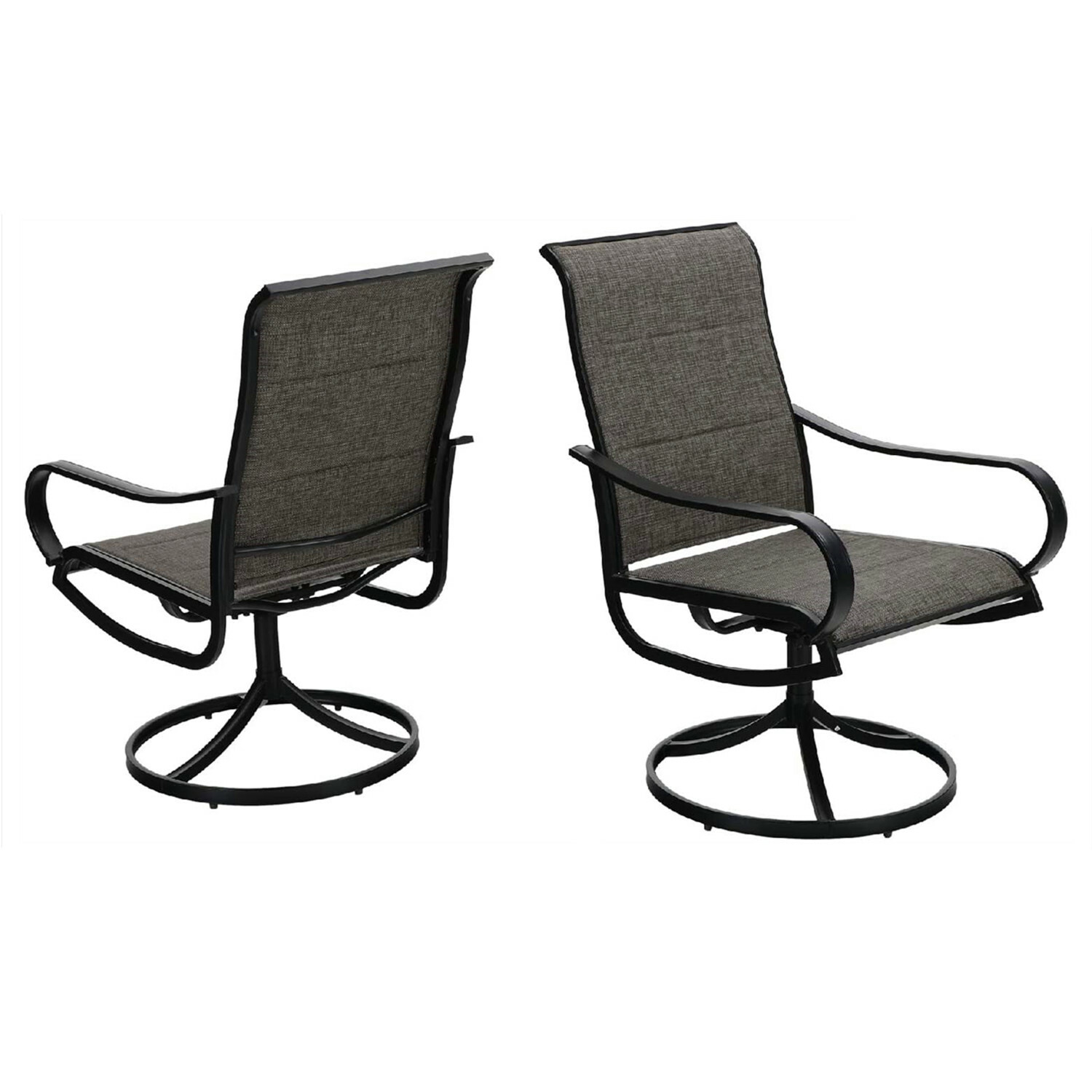 Swivel Patio Dining Chair Set of 2 High Back Outdoor Chairs Furniture