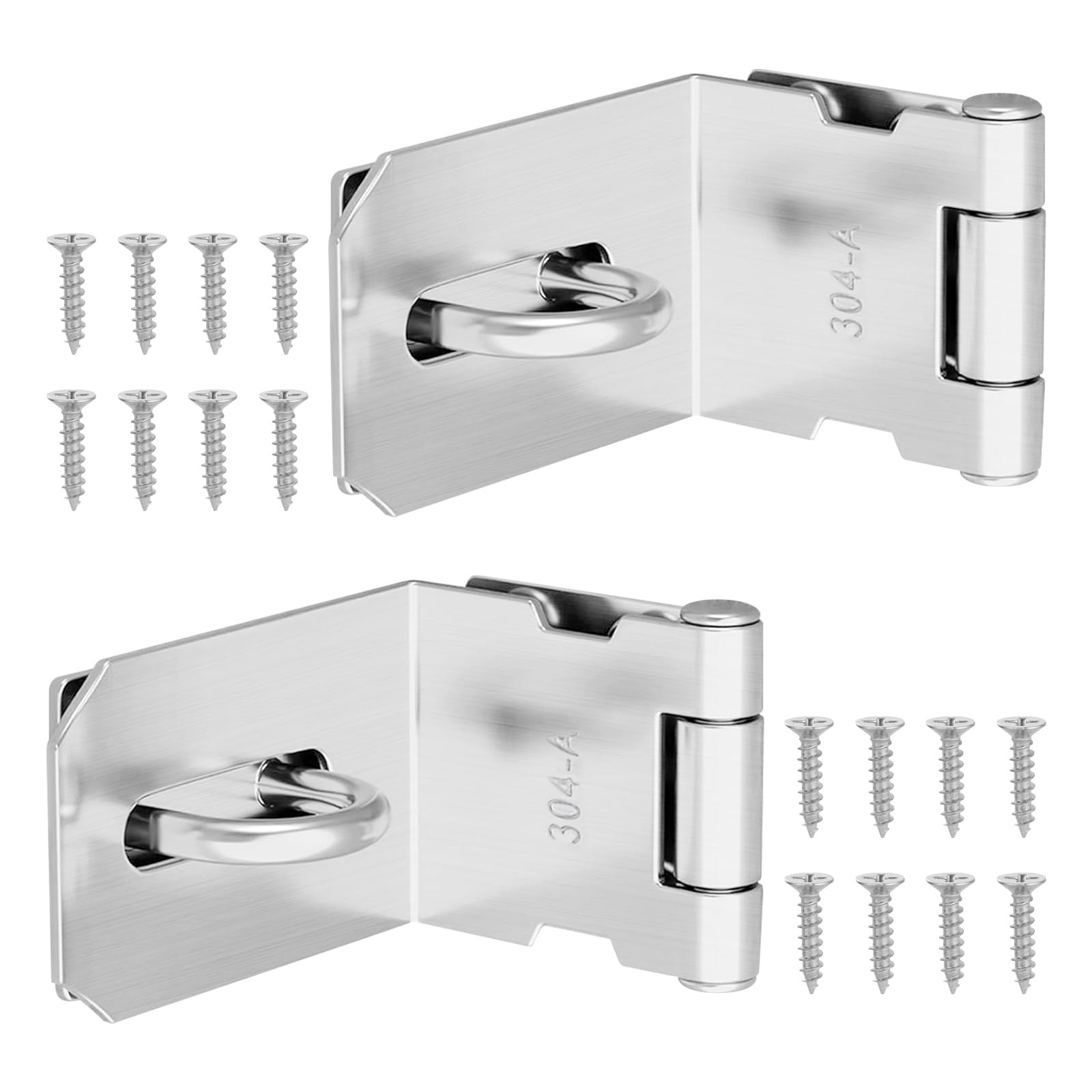 2 Pack 4 Inch 90 Degree Padlock Hasp Stainless Steel Right Angle Lock Latch
