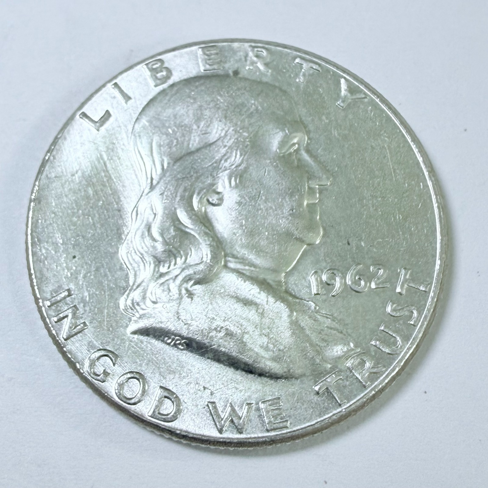 1962-P Benjamin Franklin Half Dollar 90% Silver ABOUT UNCIRCULATE DETAILS #10246