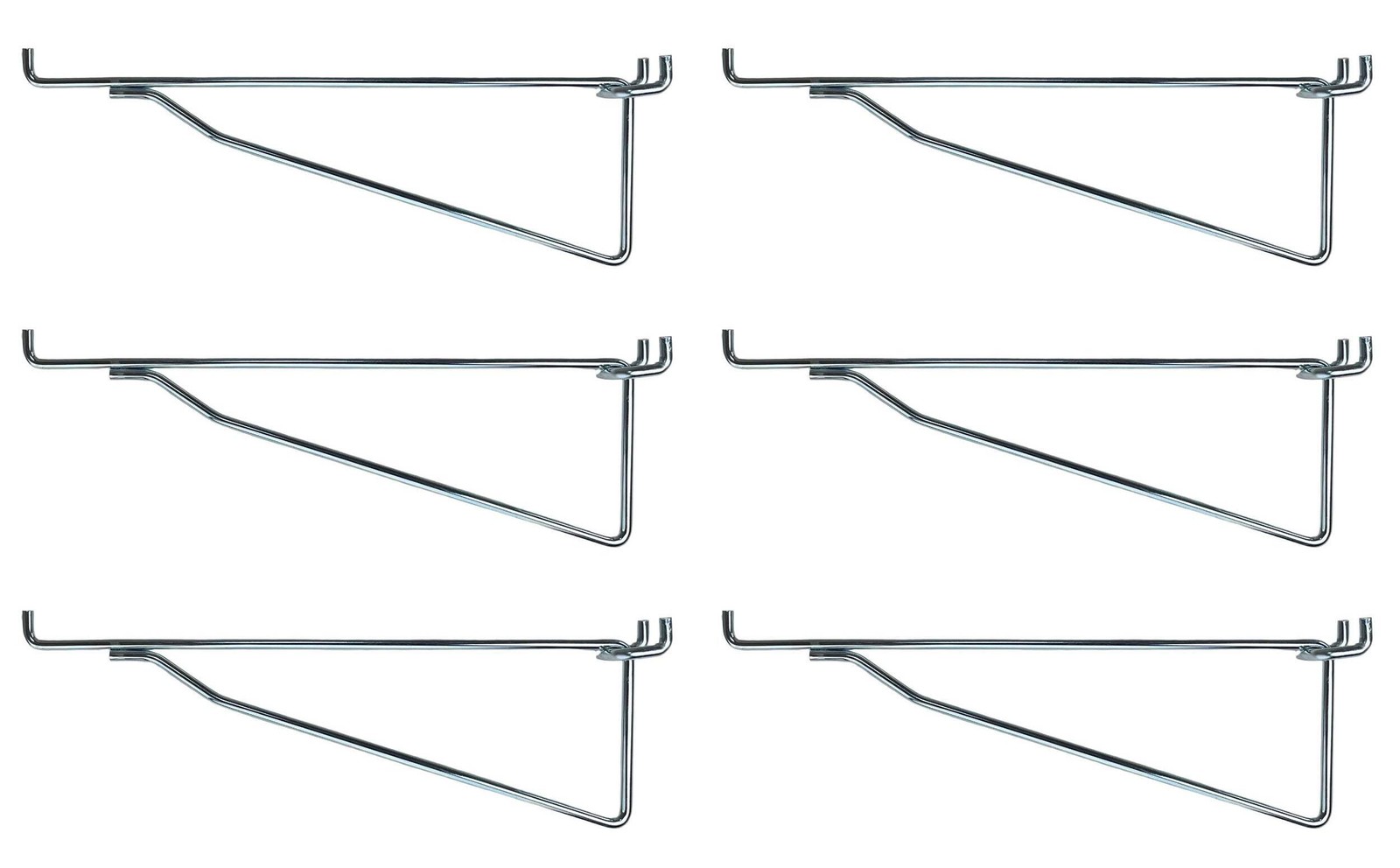 (6 Pack) Metal 8 Inch Shelf Bracket Garage Peg Hanger for 1/8" & 1/4" Pegboard