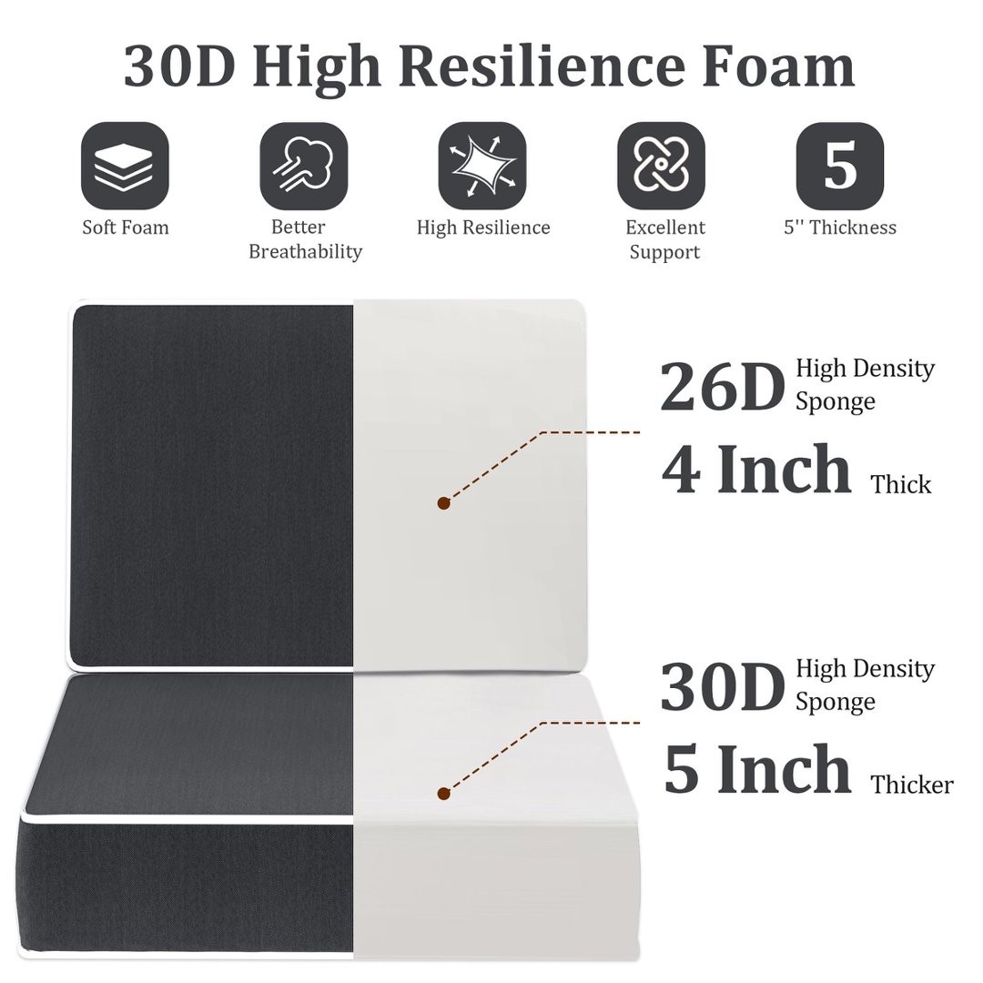 24X24 Inch Deep Seat Patio Chair Cushion Pads with Removable Cover Waterpoof