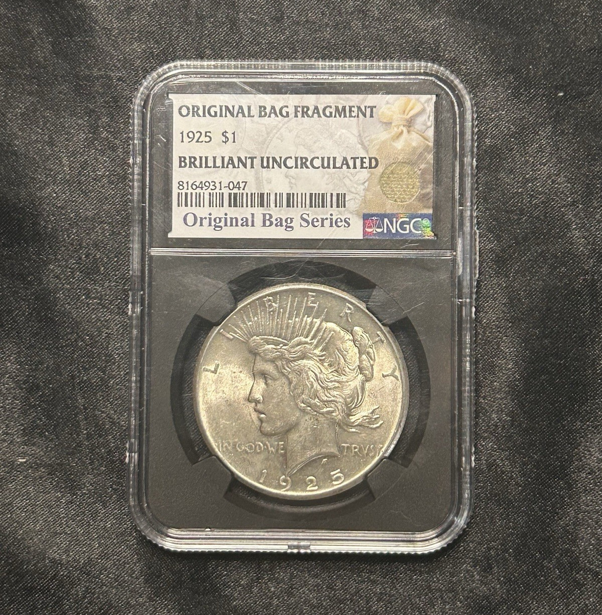 1925 Peace Dollar $1 Silver NGC Original Bag Series Brilliant Uncirculated