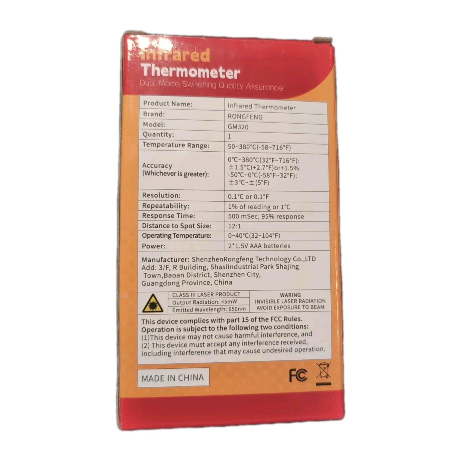 New infrared thermometer laser temperature gun Gm320