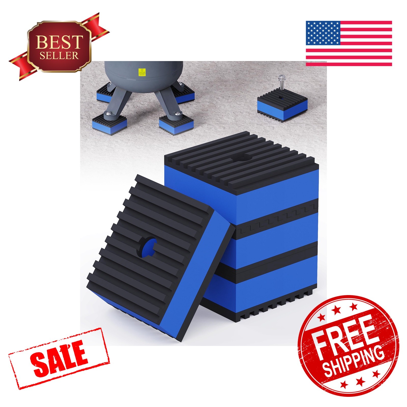 Wuno Shop 2"x2"x7/8" Anti Vibration Pad w/hole