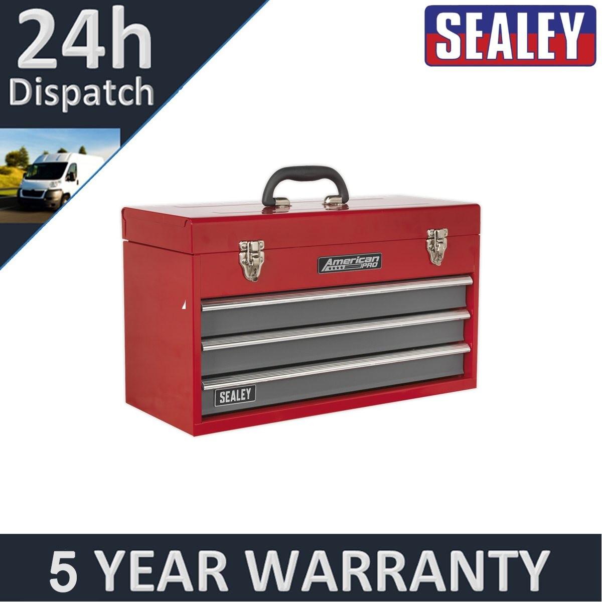 Sealey American PRO� Tool Chest 3 Drawer Red/Grey AP9243BB