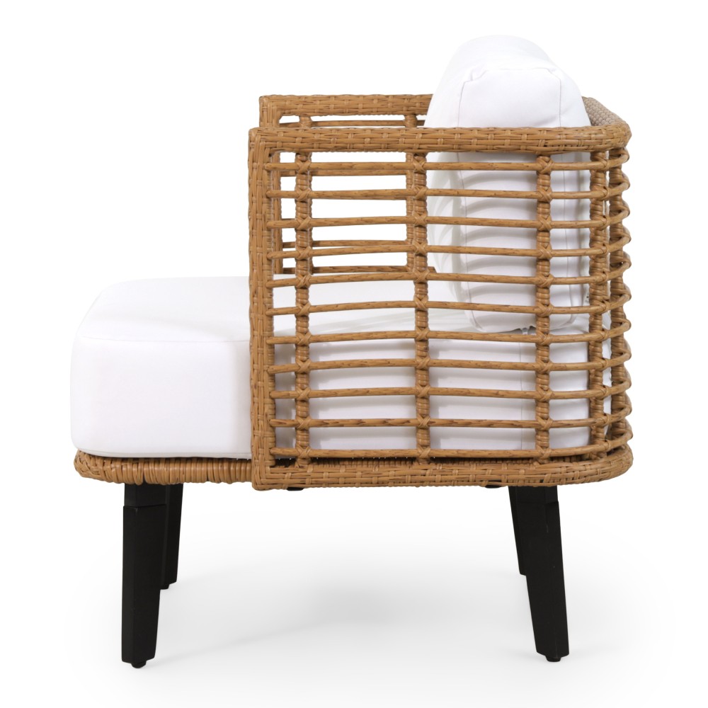 Brown Outdoor PE Rattan Club Chair Modern Patio Lounge Chair with
