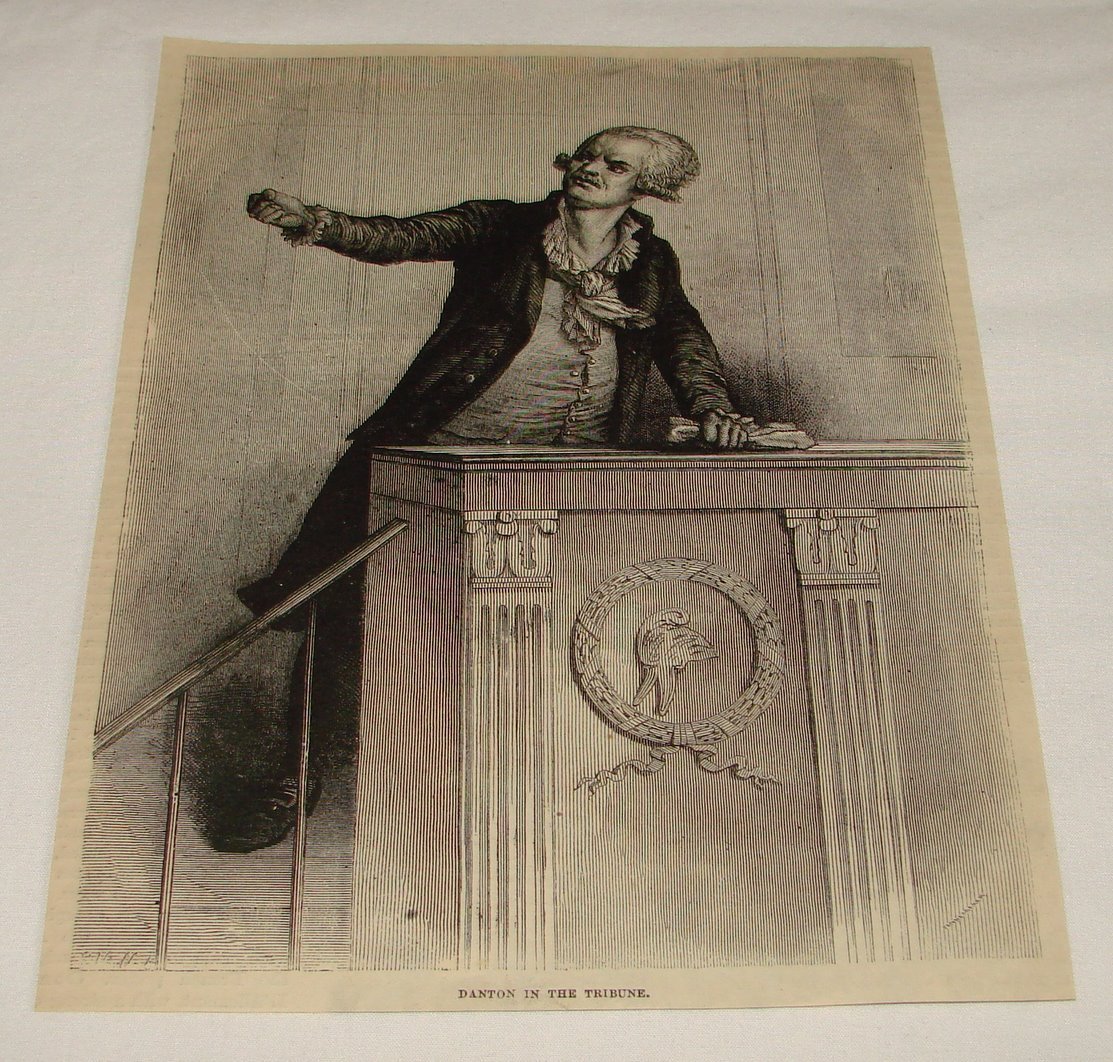 1876 magazine engraving ~ DANTON IN TRIBUNE, French Revolution