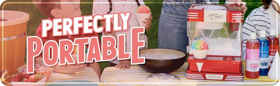 Shaved Ice and Snow Cone Machine, Retro Table-Top Slushy Machine Makes 20 Treats