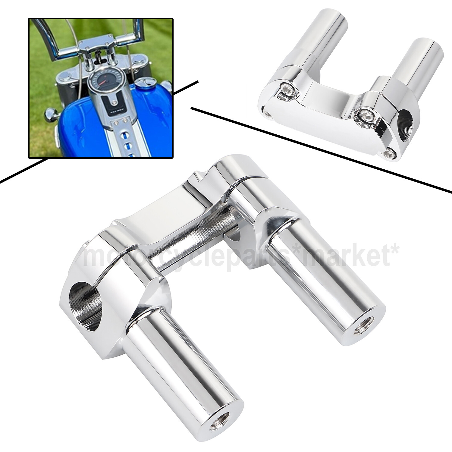 3.5" Handlebar Risers & Top Clamp For Harley Dyna FXDF FXDB Heritage Softail