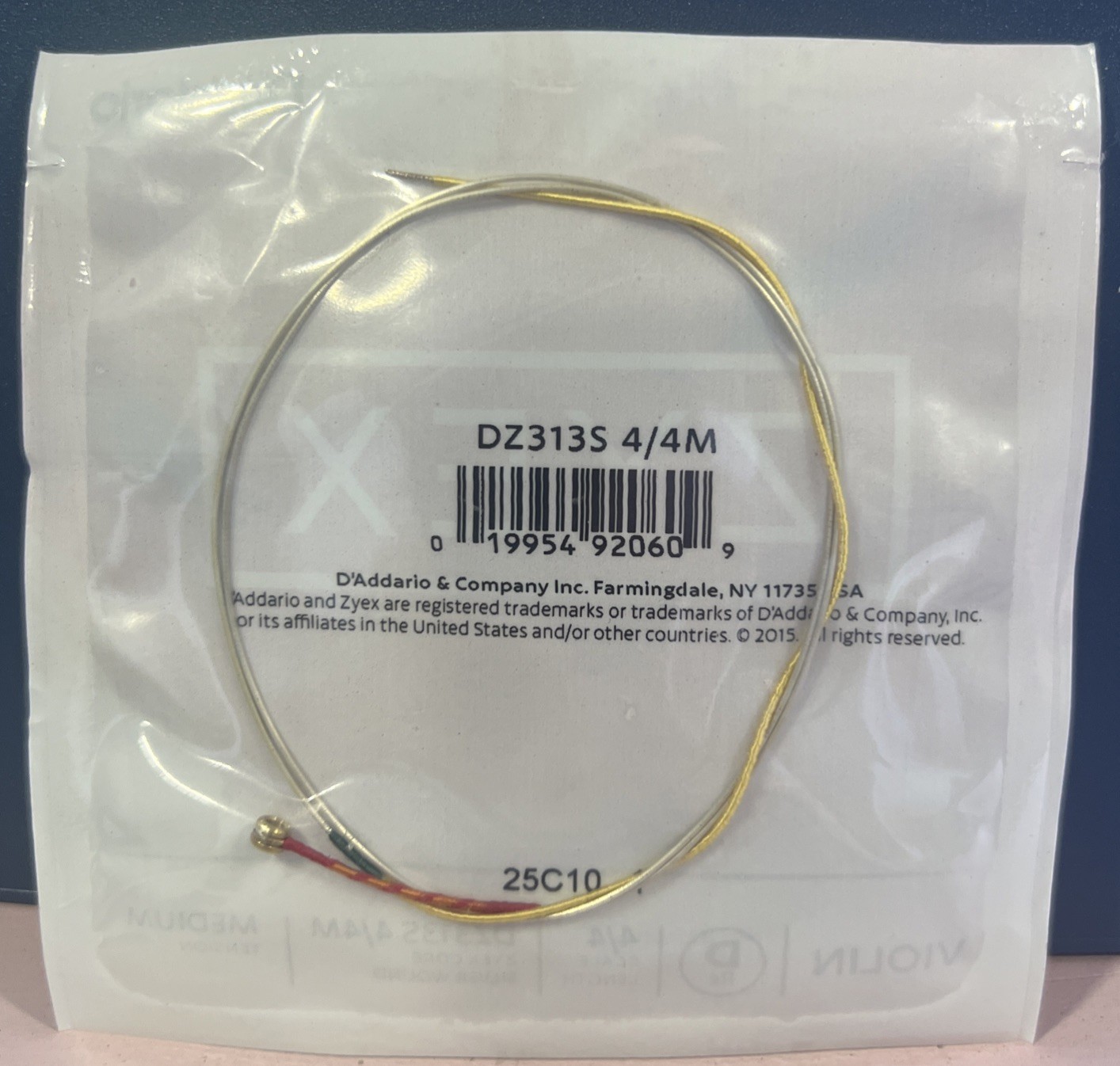 Single Silver Violin D String 4/4 Scale Medium Tension Wound Zyex