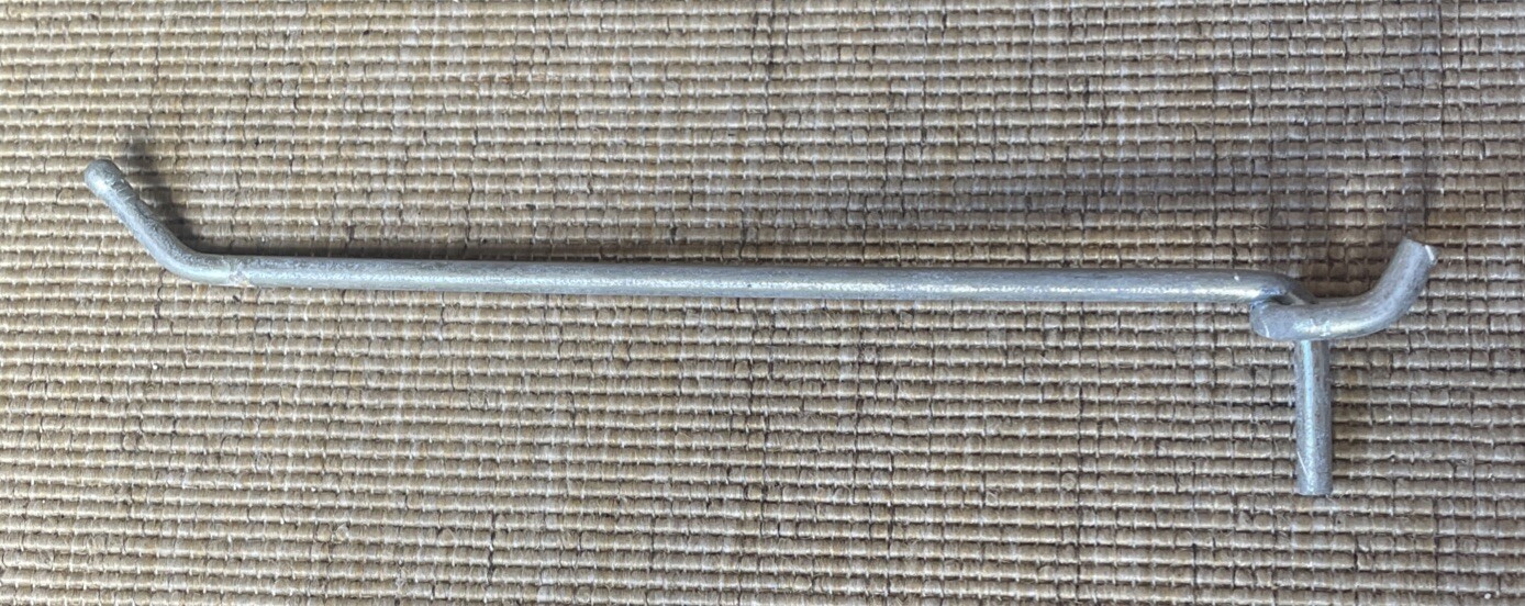 8 Inch Metal 1/4” Heavy Duty Peg . Garage Shelf Hanger Pegboard Hook