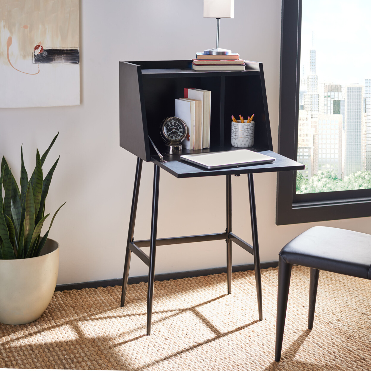 SAFAVIEH Xander Modern Secretary Desk | Black |