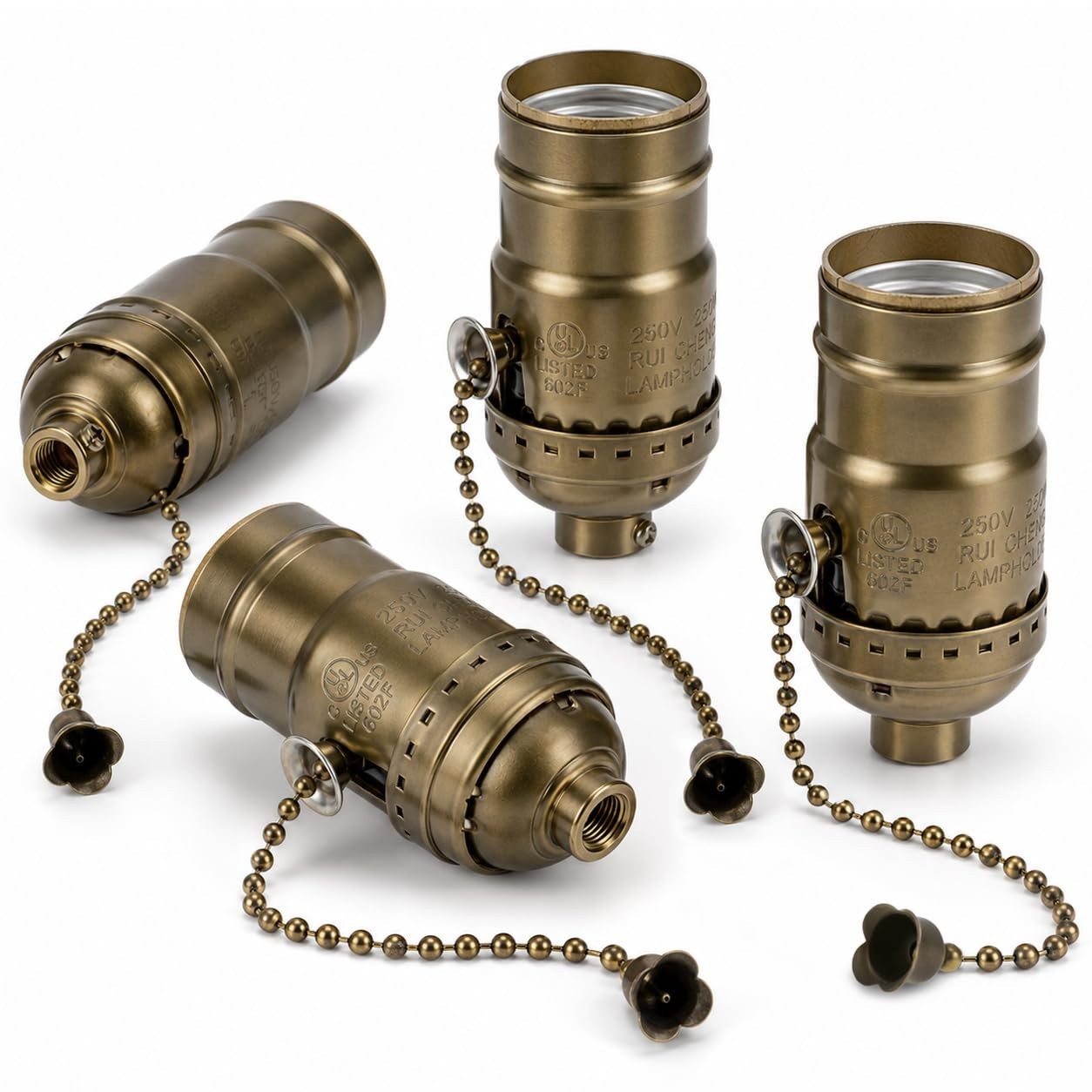 4 Pcs Pull Chain Lamp Socket Replacement, E26 Standard Threaded Base, Light Soc