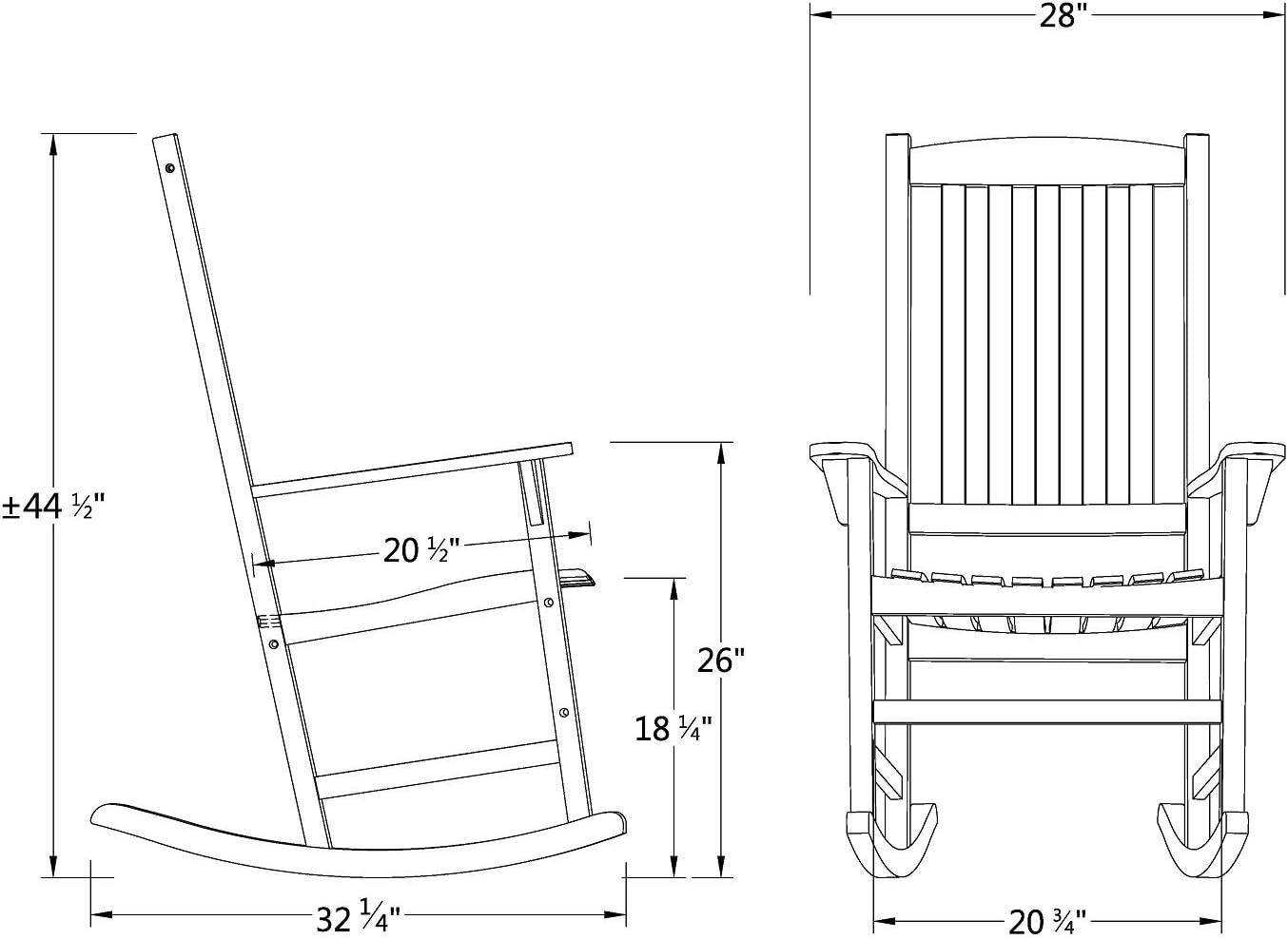 Solid Wood Bentley Porch Rocking Chair, Black