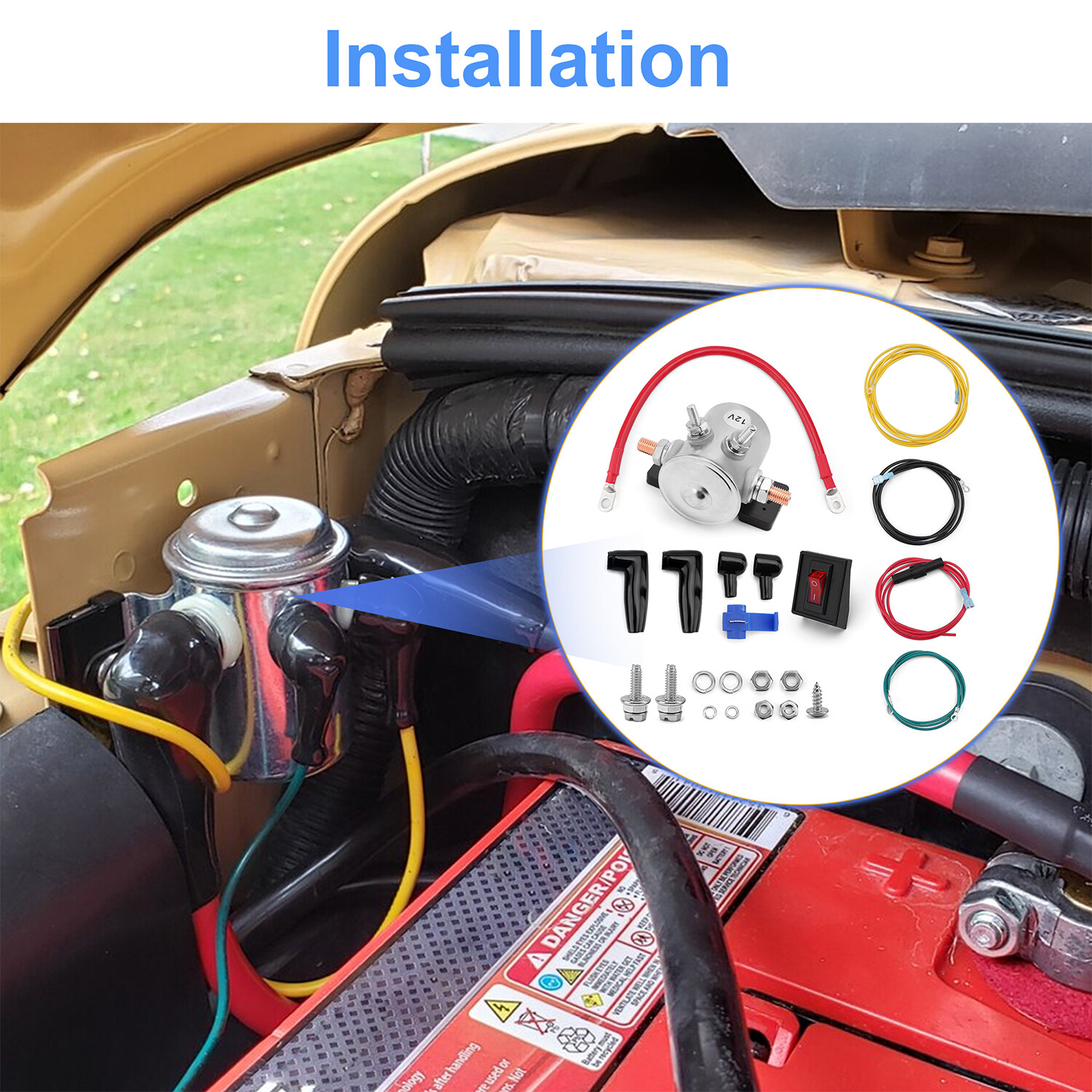 Power Interrupt Kit Winch Battery Solenoid Cut-Off Switch Wiring Install for