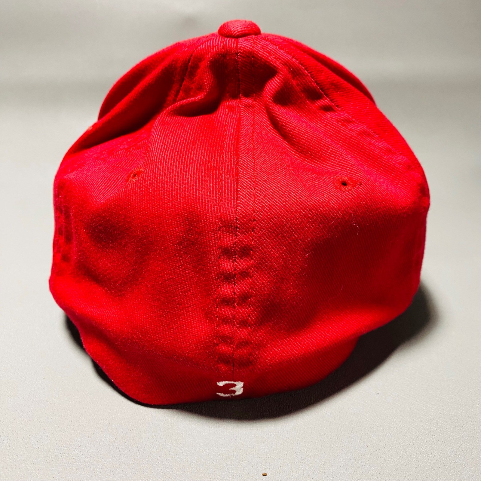 Flexfit MC Baseball Cap Red Fitted Size S M Baseball Stitch Logo Adjustable Hat